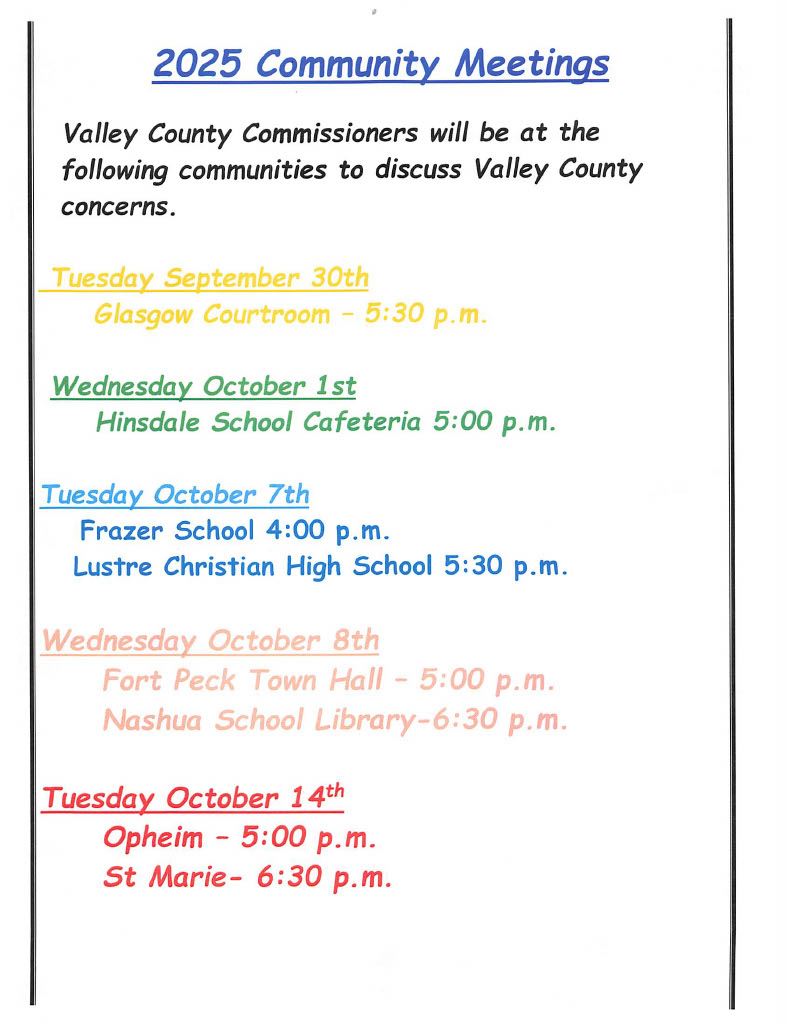 Commissioners Community Meetings 2025 schedule